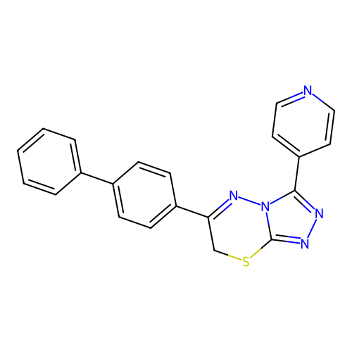 6-(4-phenylphenyl)-3-(4-pyridyl)-7H-1,2,4-triazolo[3,4-b]1,3,4-thiadiazine structure