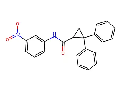N-(3-nitrophenyl)-2,2-diphenylcyclopropane-1-carboxamide structure