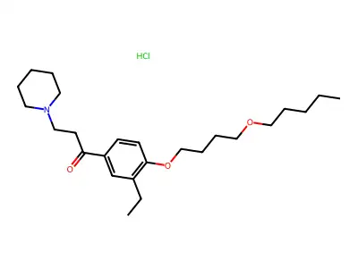 Propiophenone, 3'-ethyl-4'-(4-pentyloxybutoxy)-3-piperidino-, hydrochloride structure
