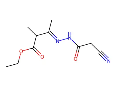 Ethyl 3-[(2-cyanoacetyl)hydrazinylidene]-2-methylbutanoate structure