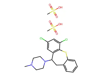 6,8-Dichloro-10-(4-methylpiperazino)-10,11-dihydrodibenzo(b,f)thiepin dimethanesulfonate H2O structure