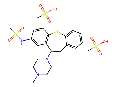 Methanesulfonamide, N-(10,11-dihydro-11-(4-methyl-1-piperazinyl)dibenzo(b,f)thiepin-2-yl)-, dimethanesulfonate structure