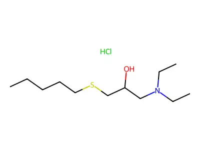1-(Diethylamino)-3-(pentylsulfanyl)propan-2-ol--hydrogen chloride (1/1) structure