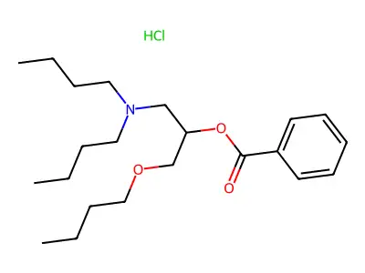 1-Butoxy-3-(dibutylamino)propan-2-yl benzoate--hydrogen chloride (1/1) structure