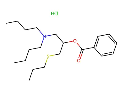 2-Propanol, 1-(dibutylamino)-3-(propylthio)-, benzoate (ester), hydrochloride structure