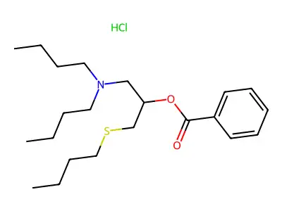2-Propanol, 1-(butylthio)-3-(dibutylamino)-, benzoate (ester), hydrochloride structure