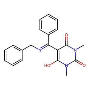 5-[(Benzylamino)-phenylmethylidene]-1,3-dimethyl-1,3-diazinane-2,4,6-trione structure