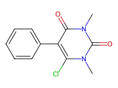 6-chloro-1,3-dimethyl-5-phenylpyrimidine-2,4-dione structure