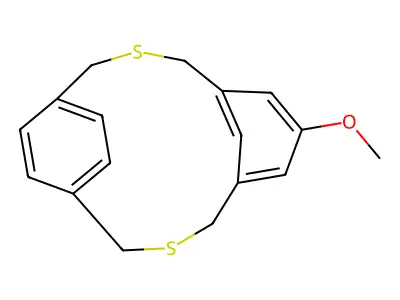 7-Meo-dithia-tricyclo(11.2.2.1(5,9))octadeca-1(16),5,7,9(18),13(17),14-hexaene structure