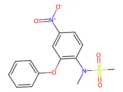 N-methyl-N-(4-nitro-2-phenoxyphenyl)methanesulfonamide structure