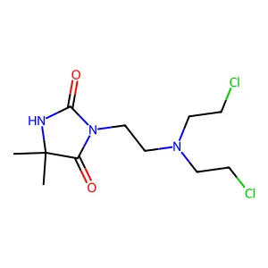 3-[2-[Bis(2-chloroethyl)amino]ethyl]-5,5-dimethylimidazolidine-2,4-dione structure