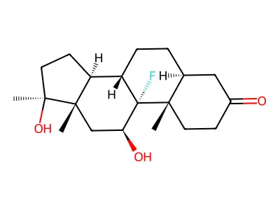 11beta,17beta-Dihydroxy-9alpha-fluoro-17alpha-methyl-5alpha-androstan-3-one structure