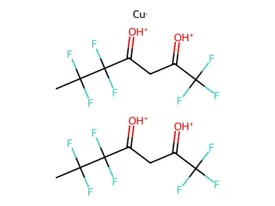IUPAC: Copper; (1,1,1,5,5,6,6-heptafluoro-2-oxoniumylidene-heptan-4-ylidene)oxidanium structure