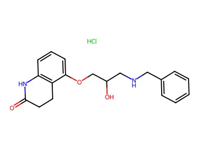 5-(2-Hydroxy-3-benzylamino)propoxy-3,4-dihydrocarbostyril hydrochloride structure