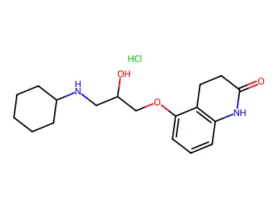 5-(2-Hydroxy-3-cyclohexylamino)propoxy-3,4-dihydrocarbostyril hydrochloride structure
