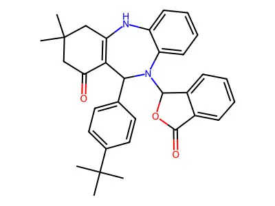 11-(4-tert-butylphenyl)-3,3-dimethyl-10-(3-oxo-1,3-dihydro-2-benzofuran-1-yl)-2,3,4,5,10,11-hexahydro-1H-dibenzo[b,e][1,4]diazepin-1-one structure