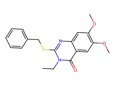 2-(benzylsulfanyl)-3-ethyl-6,7-dimethoxyquinazolin-4(3H)-one structure