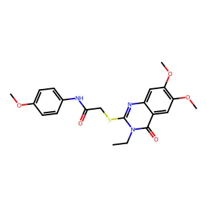 2-[(3-ethyl-6,7-dimethoxy-4-oxo-3,4-dihydroquinazolin-2-yl)sulfanyl]-N-(4-methoxyphenyl)acetamide structure