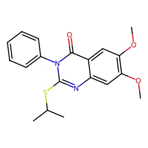 6,7-dimethoxy-3-phenyl-2-(propan-2-ylsulfanyl)quinazolin-4(3H)-one structure