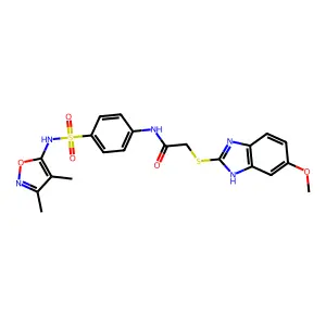 N-(4-{[(3,4-dimethyl-5-isoxazolyl)amino]sulfonyl}phenyl)-2-[(6-methoxy-1H-benzimidazol-2-yl)thio]acetamide structure