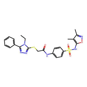 N-[4-[(3,4-dimethyl-1,2-oxazol-5-yl)sulfamoyl]phenyl]-2-[(4-ethyl-5-phenyl-1,2,4-triazol-3-yl)sulfanyl]acetamide structure