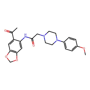 N-(6-acetyl-1,3-benzodioxol-5-yl)-2-[4-(4-methoxyphenyl)piperazin-1-yl]acetamide structure