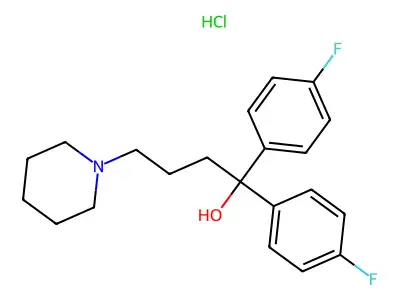 1-Piperidinebutanol, alpha,alpha-bis(4-fluorophenyl)-, hydrochloride structure
