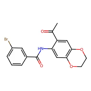 N-(7-acetyl-2,3-dihydro-1,4-benzodioxin-6-yl)-3-bromobenzamide structure