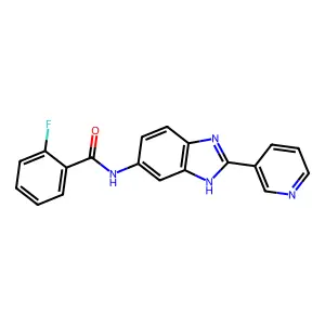 2-fluoro-N-[2-(3-pyridinyl)-3H-benzimidazol-5-yl]benzamide structure