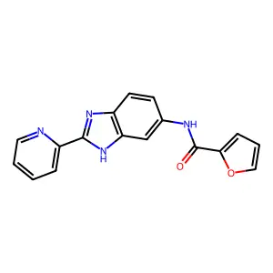 N-(2-(pyridin-2-yl)-1H-benzo[d]imidazol-6-yl)furan-2-carboxamide structure