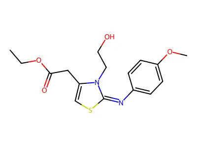 Ethyl 2-[3-(2-hydroxyethyl)-2-(4-methoxyphenyl)imino-1,3-thiazol-4-yl]acetate structure