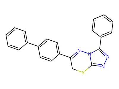 3-phenyl-6-(4-phenylphenyl)-7H-[1,2,4]triazolo[3,4-b][1,3,4]thiadiazine structure
