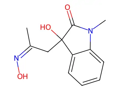2-Indolinone, 3-acetonyl-3-hydroxy-1-methyl-, 3-oxime structure