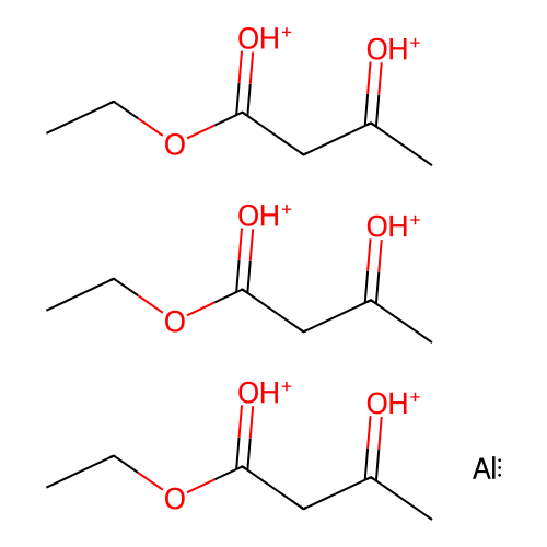 IUPAC: Aluminum; 1-(ethoxy-oxoniumylidene-methyl)propan-2-ylideneoxidanium structure