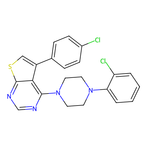5-(4-Chlorophenyl)-4-[4-(2-chlorophenyl)piperazin-1-yl]thieno[2,3-d]pyrimidine structure