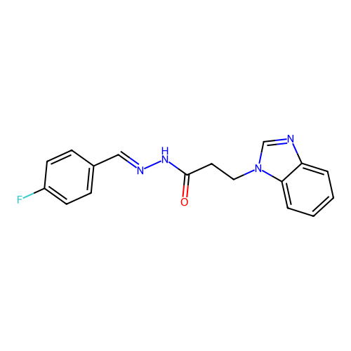 (E)-3-(1H-benzo[d]imidazol-1-yl)-N'-(4-fluorobenzylidene)propanehydrazide structure