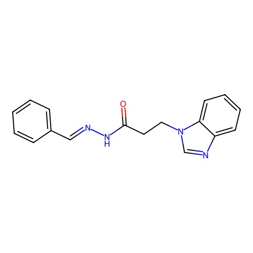 (E)-3-(1H-benzo[d]imidazol-1-yl)-N'-benzylidenepropanehydrazide structure