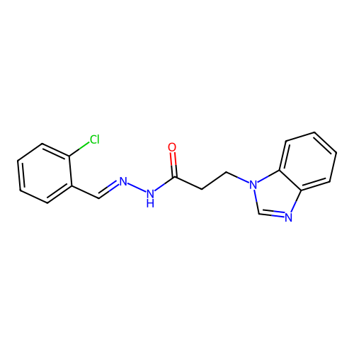 3-(1H-benzimidazol-1-yl)-N'-[(E)-(2-chlorophenyl)methylidene]propanehydrazide structure