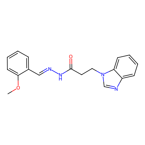 (E)-3-(1H-benzo[d]imidazol-1-yl)-N'-(2-methoxybenzylidene)propanehydrazide structure
