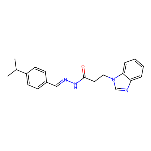 (E)-3-(1H-benzo[d]imidazol-1-yl)-N'-(4-isopropylbenzylidene)propanehydrazide structure