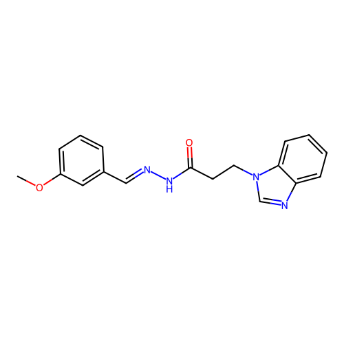 (E)-3-(1H-benzo[d]imidazol-1-yl)-N'-(3-methoxybenzylidene)propanehydrazide structure