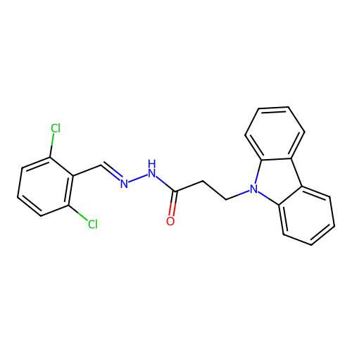 3-(9H-carbazol-9-yl)-N'-[(E)-(2,6-dichlorophenyl)methylidene]propanehydrazide structure