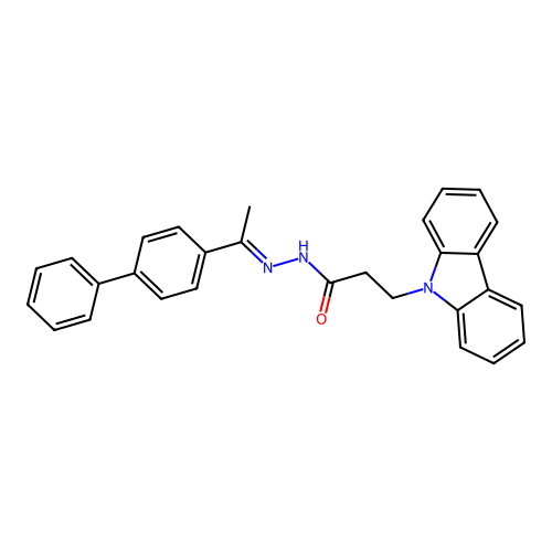 N'-[(1E)-1-(biphenyl-4-yl)ethylidene]-3-(9H-carbazol-9-yl)propanehydrazide structure