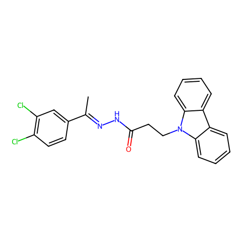3-(9H-carbazol-9-yl)-N'-[(1E)-1-(3,4-dichlorophenyl)ethylidene]propanehydrazide structure