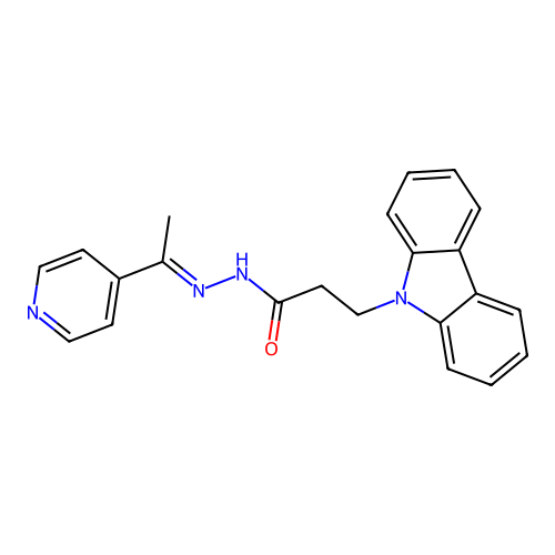 3-(9H-carbazol-9-yl)-N'-[(1E)-1-(pyridin-4-yl)ethylidene]propanehydrazide structure