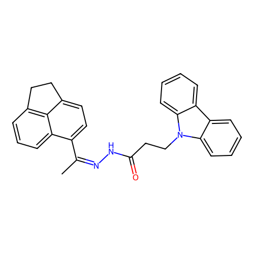 3-(9H-carbazol-9-yl)-N'-[(1Z)-1-(1,2-dihydroacenaphthylen-5-yl)ethylidene]propanehydrazide structure