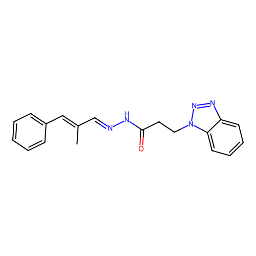 (E)-3-(1H-benzo[d][1,2,3]triazol-1-yl)-N'-((E)-2-methyl-3-phenylallylidene)propanehydrazide structure