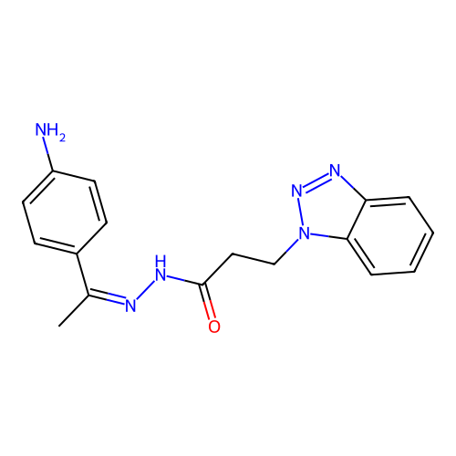 N'-[(1Z)-1-(4-aminophenyl)ethylidene]-3-(1H-benzotriazol-1-yl)propanehydrazide structure
