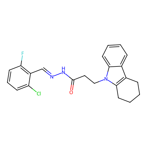 N'-(2-CL-6-F-Benzylidene)3-(1,2,3,4-tetrahydro-9H-carbazol-9-YL)propanohydrazide structure