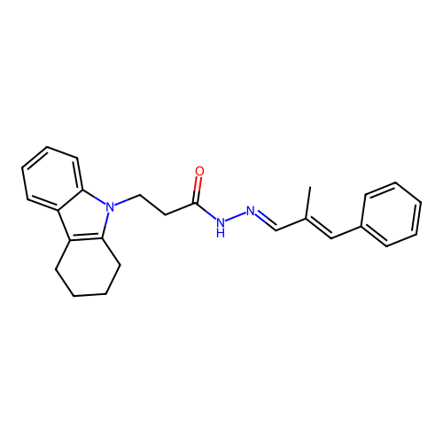(E)-3-(3,4-dihydro-1H-carbazol-9(2H)-yl)-N'-((E)-2-methyl-3-phenylallylidene)propanehydrazide structure